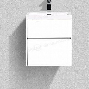 Тумба с раковиной BelBagno Stile Moderno Pietra Mini 50 с асимметричными ящиками Bianco Lucido
